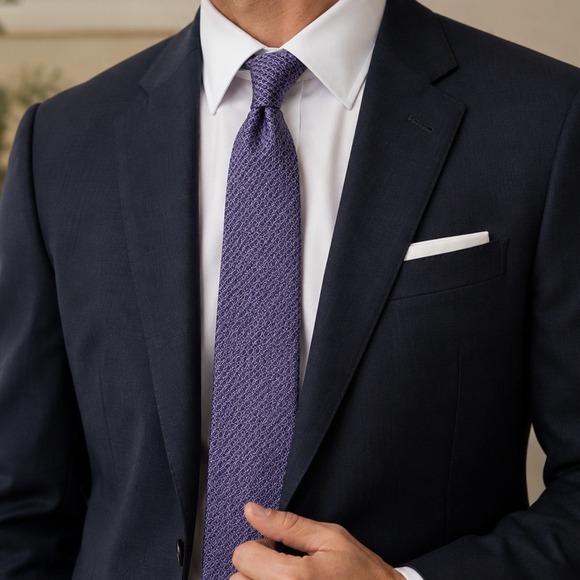 Brioni Other - Brioni Silk Necktie Mens 3.5" Purple Blue Geometric Medallion Italy Office Wear